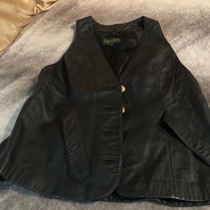 Danier longer leather vest. Black leather was adjustable sides